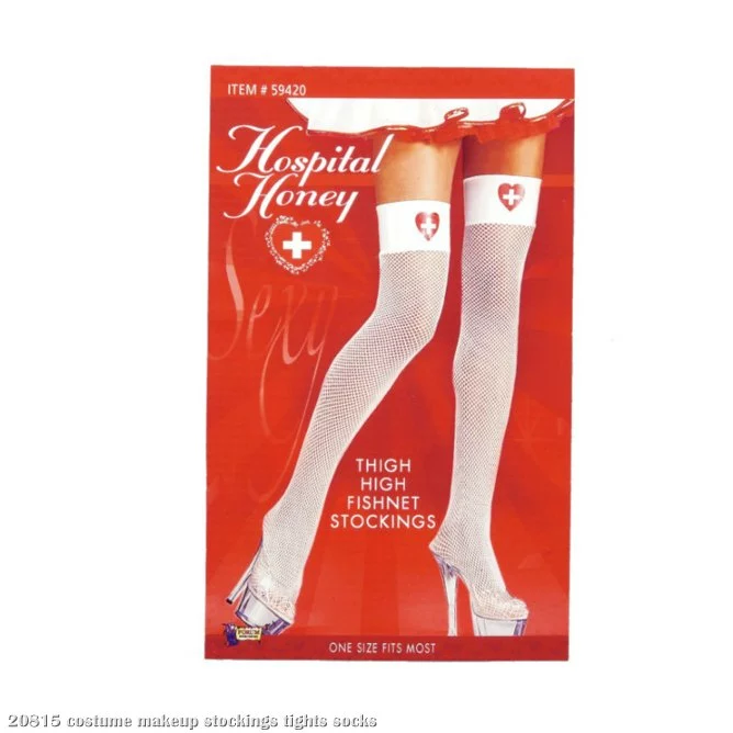 Hospital Honey - Nurse Fishnet Thigh Highs 1 Hospital Honey - Nurse Fishnet Thigh Highs