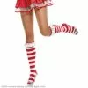 Candy Cane Knee Socks W/ Eyelet Ruffle