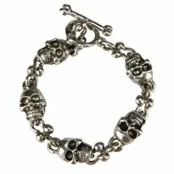 Silver Skull Toggle Bracelet