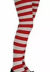 Red And White Striped Tights - Child