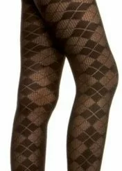 Argyle Tights Black - Adult