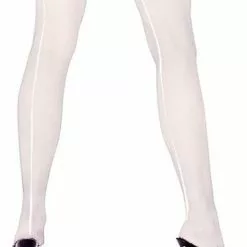 Sheer Thigh Hi With Backseam (White) - Adult Plus
