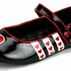 Queen Of Hearts (Black) Patent Flat Adult Shoes