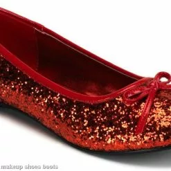Red Glitter Star Flat Adult Shoes
