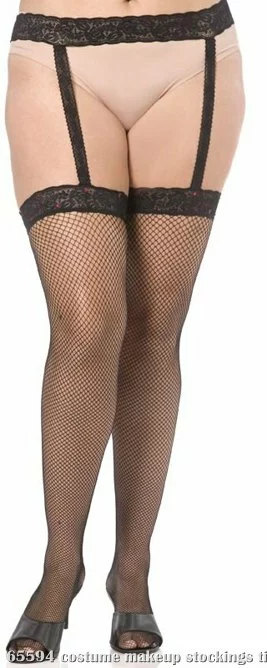 Black Fishnet Thigh High Adult Plus 1 Black Fishnet Thigh High Adult Plus