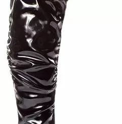 Lala Ruched Thigh High Boots (Black Patent) Adult