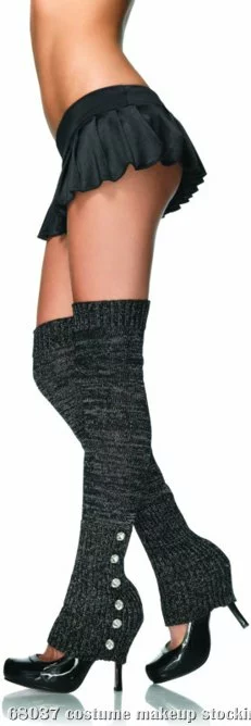Extra Long Leg Warmers (Black/Silver) Adult 1 Extra Long Leg Warmers (Black/Silver) Adult