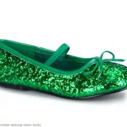 Green Sparkle Flat Shoes Child