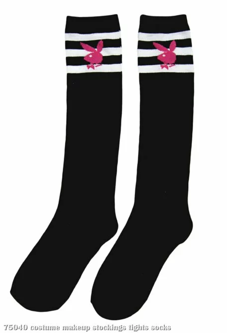 Playboy Knee-High Striped (Black/White) Adult Socks 1 Playboy Knee-High Striped (Black/White) Adult Socks