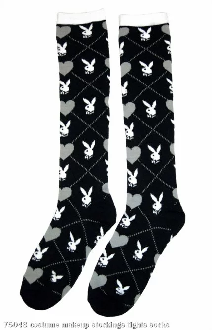Playboy Knee-High Argyle Heart (Black/Gray) Adult Socks 1 Playboy Knee-High Argyle Heart (Black/Gray) Adult Socks