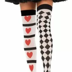 Harlequin And Heart Thigh Highs (Adult)