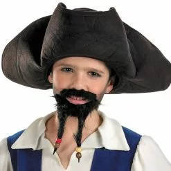 Pirates Of The Caribbean 4 On Stranger Tides - Pirate's Hat With Moustache And Goatee (Child)