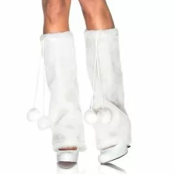 Furry White Adult Leg Warmers
